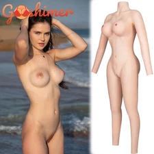 Silicone Bodysuit Breast Forms C-E Cup Fake Vagina Hip Shaping Female Body Suit