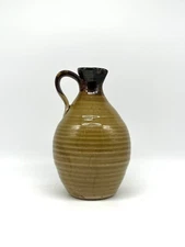 Signed Studio Pottery Stoneware Rustic Jug Pitcher Vase 8 Inch Honey Yellow