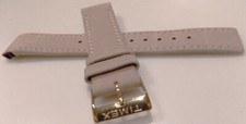 Timex Nubuck Genuine Leather Beige Fits Most 18mm Watch Band Gold Tone Buckle