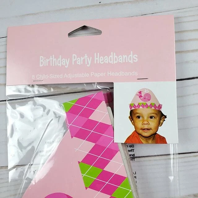 PACK OF 3 FIRST BIRTHDAY OCEAN PREPPY GIRL PARTY HEADBANDS, 24-Count TOTAL  - Image 2 of 4