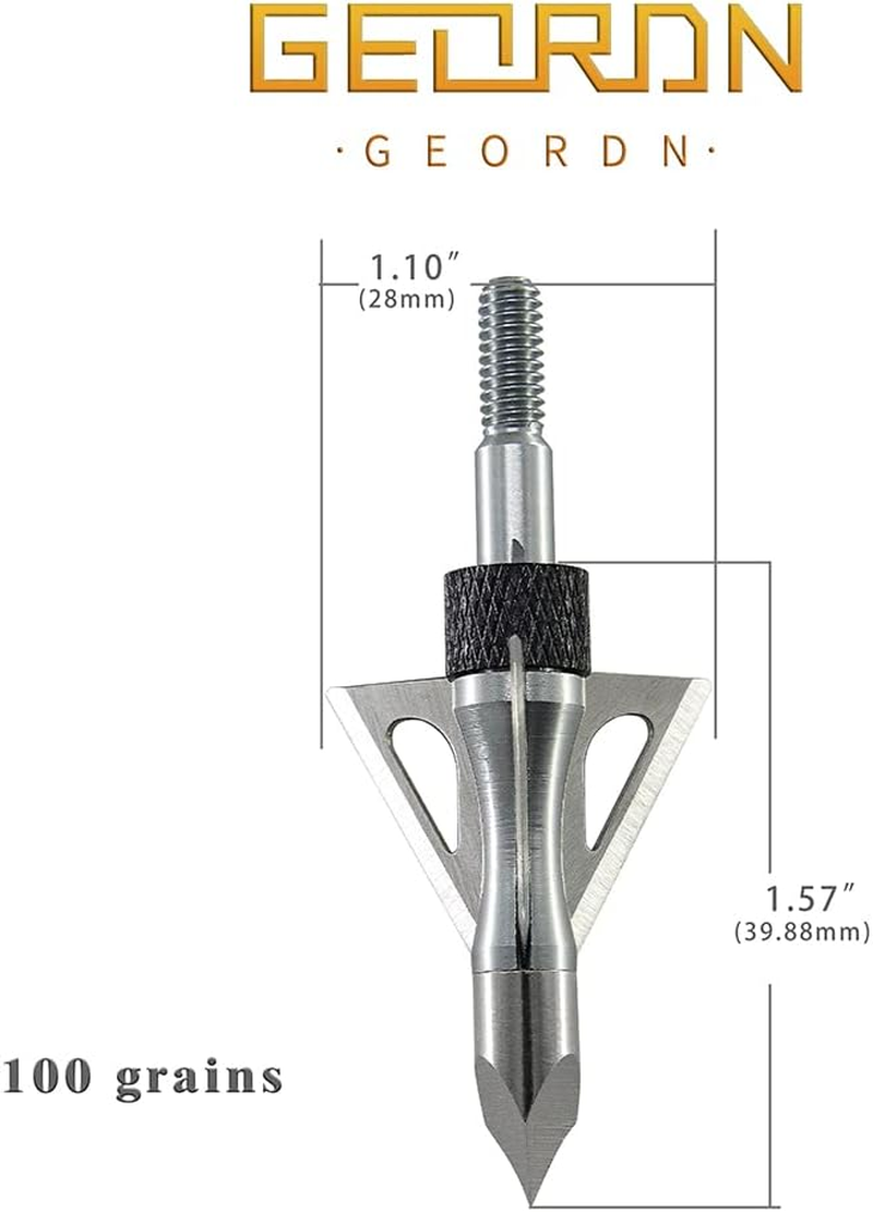 100 Grains Archery Hunting Broadheads 11/8" Cutting 3FixedBlades Bow