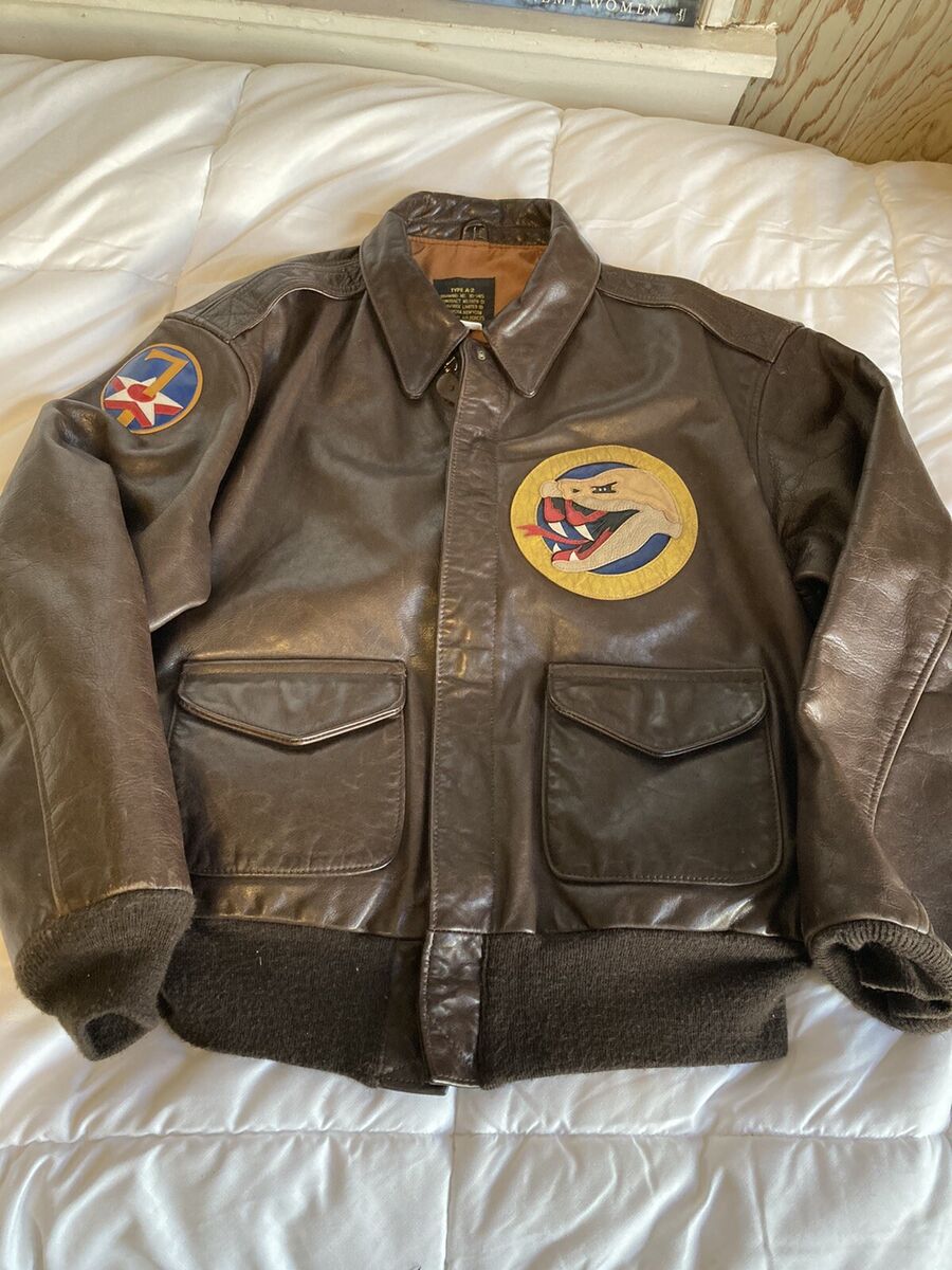 FLIGHT JACKET BLOODCHIT SQUADRON PATCH 44 AVIREX LEATHER 7th FLIGHT JACKET BLOODCHIT SQUADRON PATCH 44 AVIREX LEATHER 7th