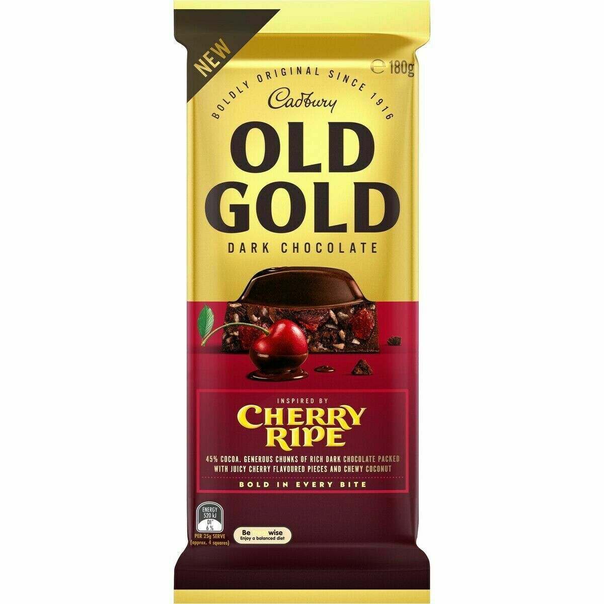 Cadbury Old Gold Dark Chocolate Cherry Ripe Block 180g | eBay