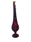 Vintage MCM Fenton Hobnail Footed 15 1/2” Ruby Red & Yellow Amberina Swung Vase