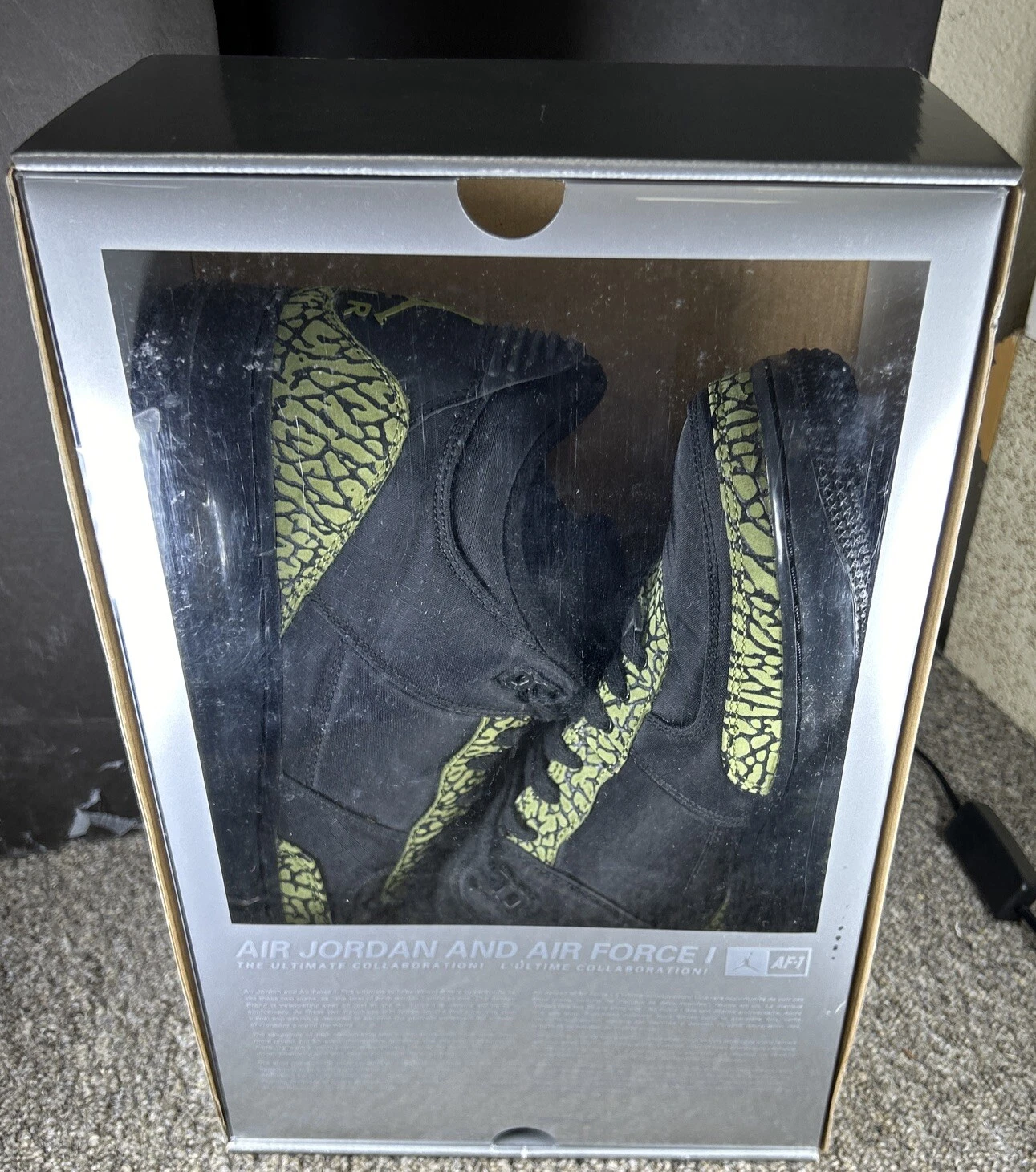 Air Jordan Force AJF 3 LS nero verde scenografico 11 5 NUOVO con scatola