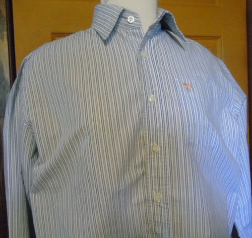 Abercrombie & Fitch Mens Button Up Muscle Shirt Large Blue Grey White EUC - Imagen 3 de 11