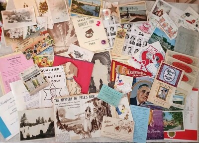 85 Pcs Vtg Ephemera Pennant,Report,Santa Colossal,junk journal,scrapbook 40-60s