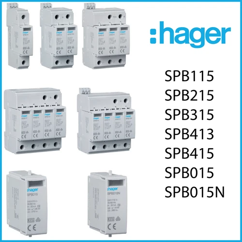 Hager surge arrester and plug module SPB 115 215 315 413 415 015 015N