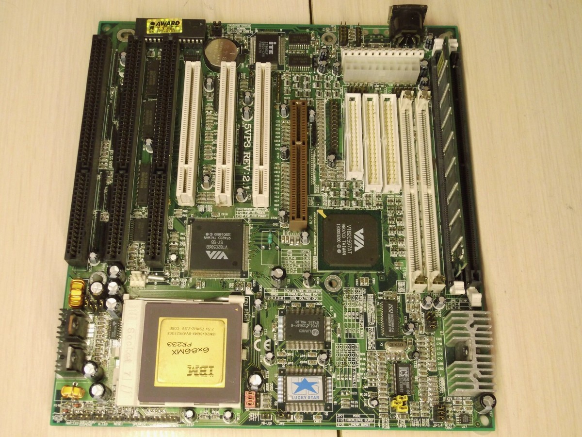 でい Lucky Star 5VP3 Rev 2.1 AGP Motherboard + CPU IBM 6x86MX
