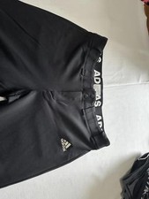 Adidas Black Athletic Tights with Logo Elastic Waistband