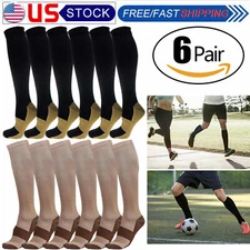 Copper Compression Support Socks 20-30mmHg Graduated Men's Women's 6 Pairs S-XXL