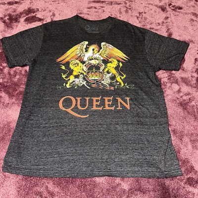 Queen T-Shirt size large Rock Band Group lion Crest Logo charcoal