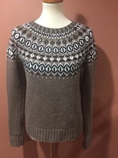 Bailey 44 Brown Wool Angora Blend Knit Embroidered Sweater Size S