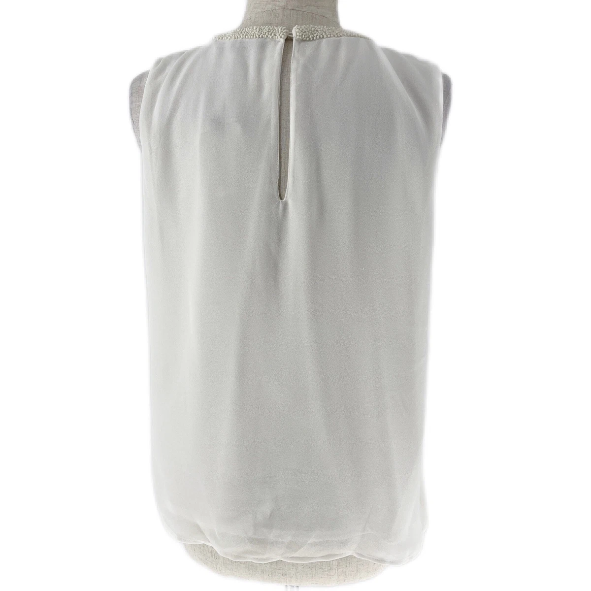 Vero Moda Top NEW Size XL (Fit L) White Sleeveless Beaded Neckline
