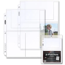 20 BCW  Archival 3 Pocket Photo Pages Holds 4x6 Photograph & Postcards Acid Free