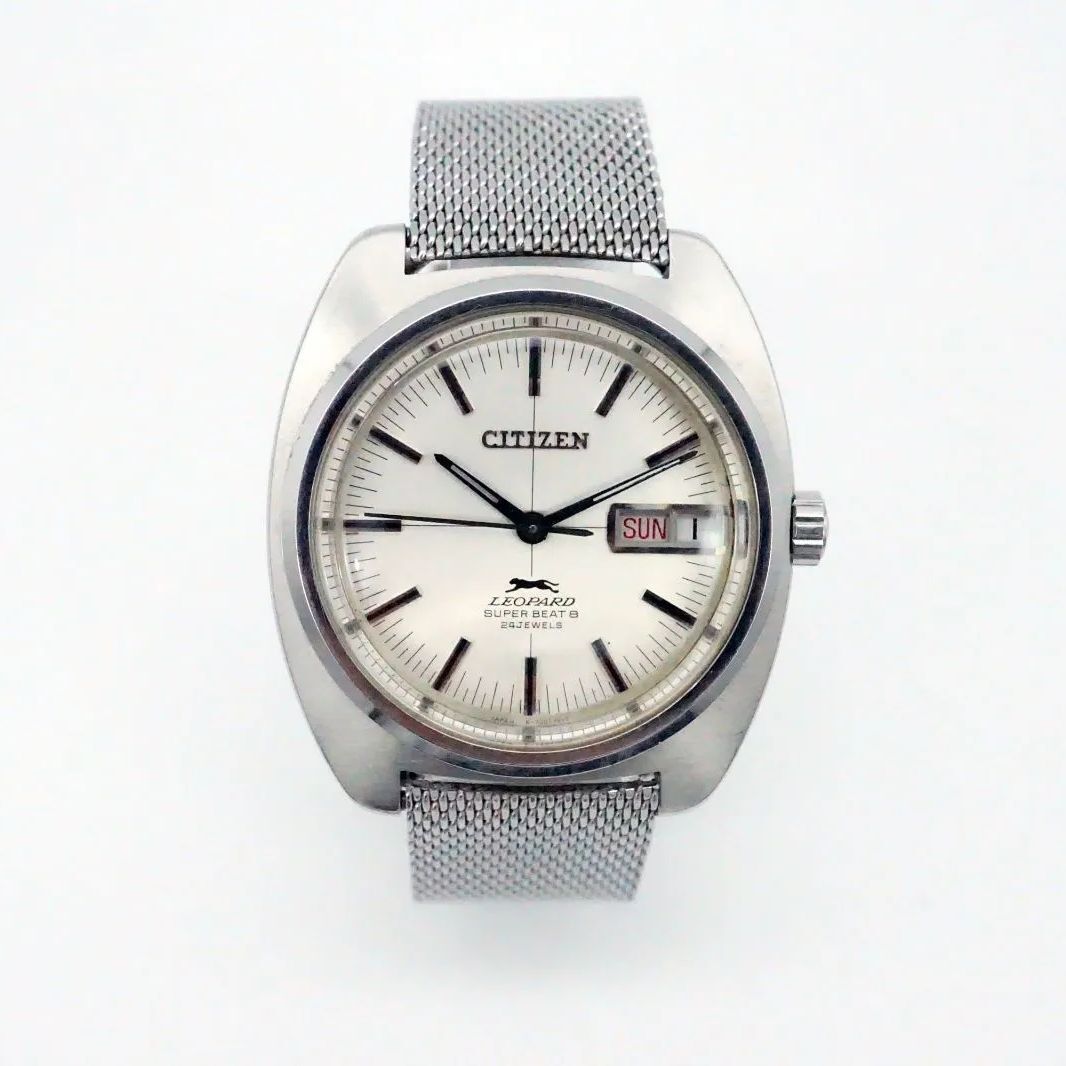 Citizen Leopard 4-720539Y Vintage OH Day Date Silver Round