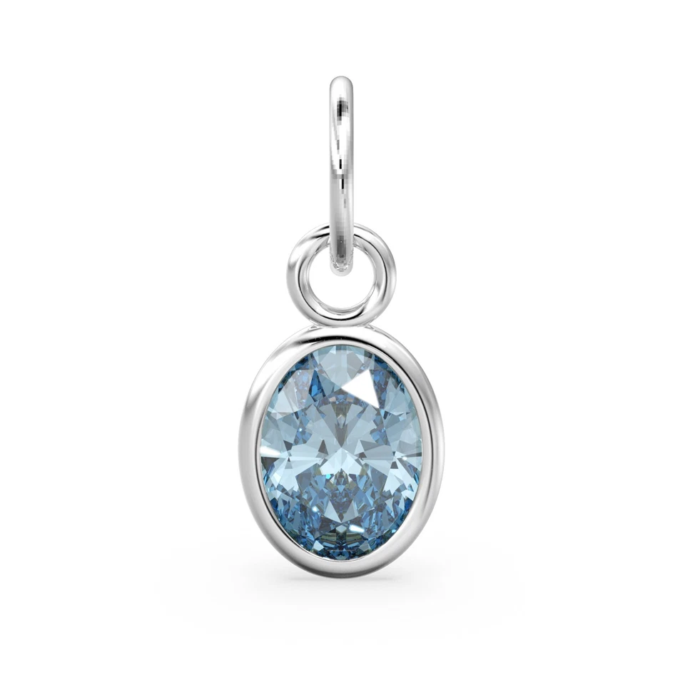 Aquamarine 14k Solid Gold Oval Charm Pendant Natural March Birthstone Jewelry - Image 4 of 4