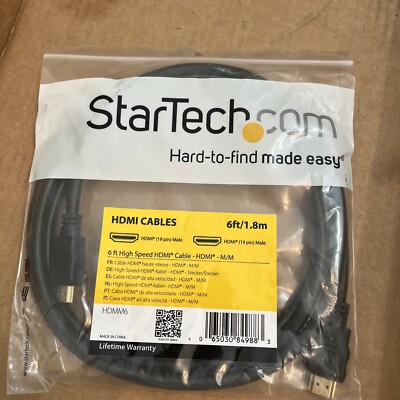 StarTech 6' High Speed HDMI Cable #HDMM6