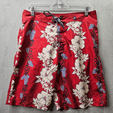 Old Navy Swim Trunks Mens Size Medium Red Floral Board Shorts