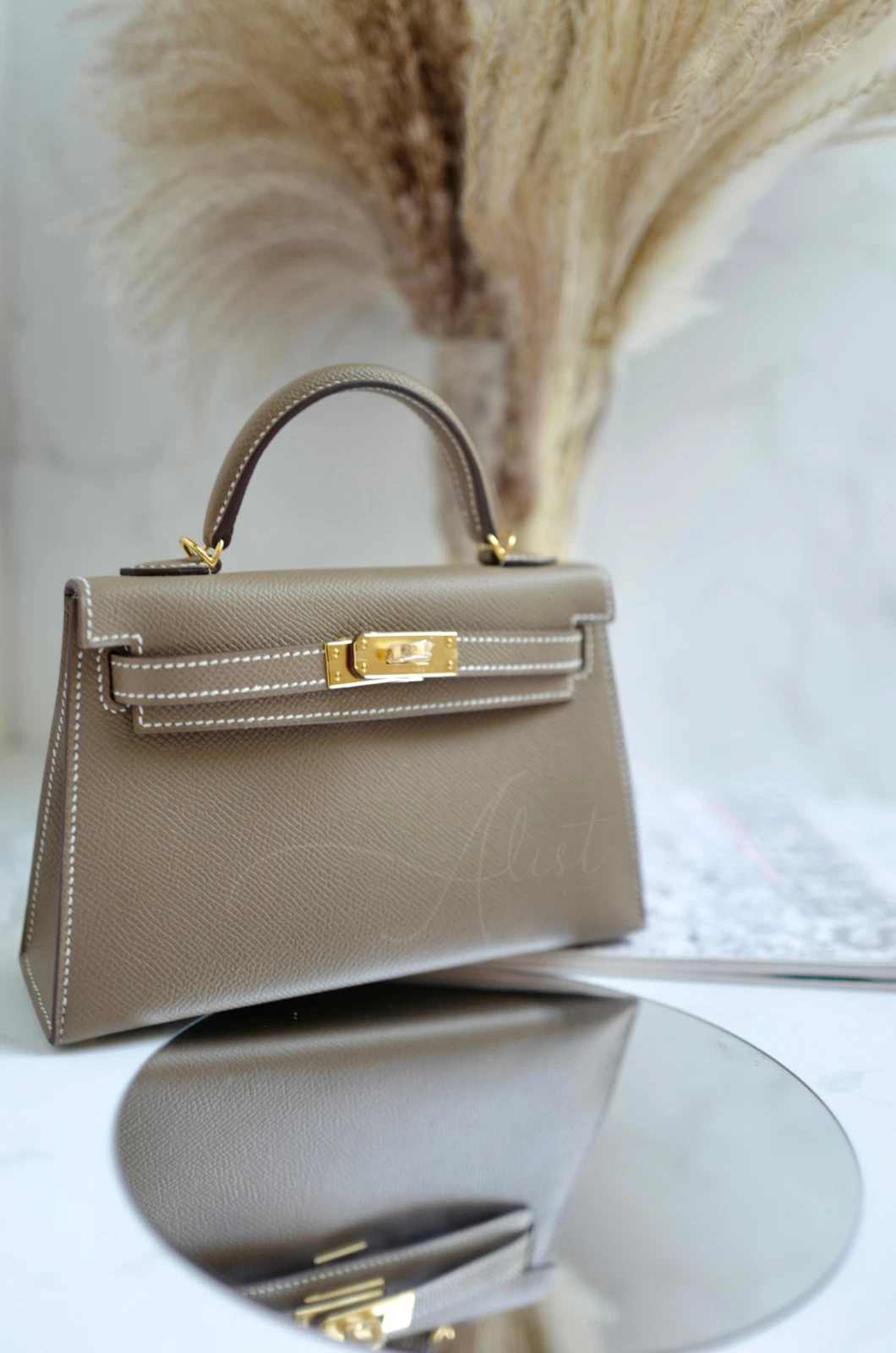 HERMÈS Hardware Hermes Mini Kelly Etoupe Epsom G nuovo con scatola completo con ricevuta