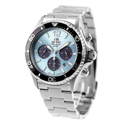 Orient Mako RN-TX0206L Panda Sport Blue Dial Solar Analog Chronograph Men Watch