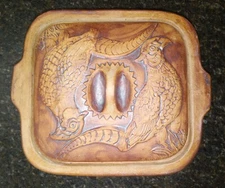10.5" Glazed Stoneware Casserole Dish with Embossed Pheasant Pattern Lid Bespoke