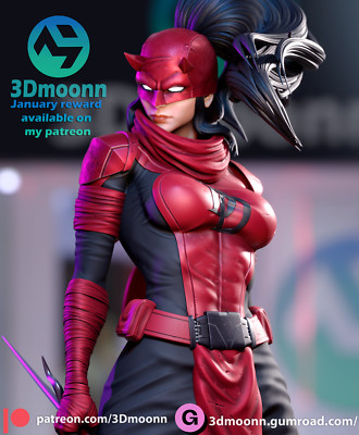 ELEKTRA, MARVEL, FIGUR, FAN ART, 3D-DRUCK, STATUE, 3DMOONN, MFW