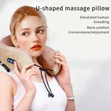 Electric Heated Massage U-Shaped Neck Pillow, Multifunctional Kneading, Portable
