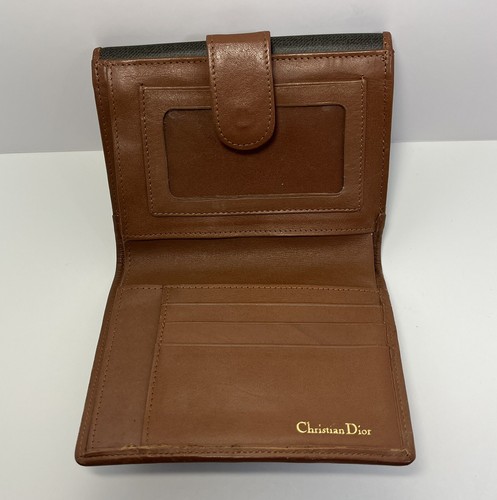 Vintage CHRISTIAN DIOR Green & Brown Leather Wallet Bifold DIOR Logo Korea - Picture 10 of 16