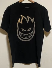 SPITFIRE T Shirt Size Medium. Large Print. VG Faded Black Gray Silver Print.
