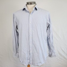 Polo Ralph Lauren Shirt Mens 17 34/35 Regent Button Up Blue Plaid Long Sleeve