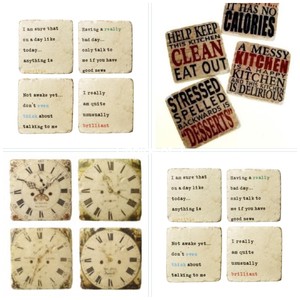 Scelta Di 3 Sottobicchieri Set Orologio Facce Cucina Frasi O I Preventivi Macchina Da Scrivere Ebay