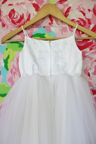 OLEG CASSINI David's Bridal lace bead tulle flower girl Pageant princess dress - Picture 9 of 10