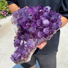 17.1lb Natural Amethyst geode rutilated quartz cluster crystal specimen Healing