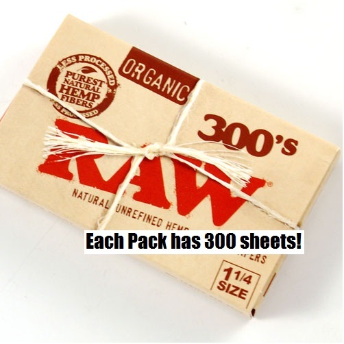RAW 300 Count 1 1/4 Organic Hemp Vegan Rolling Papers All Natural