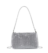 Women s Silver Metallic Rhinestone Evening Purse - Gift