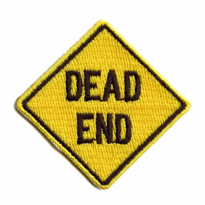Dead End Yellow Street Sign Embroidered Iron On Patch