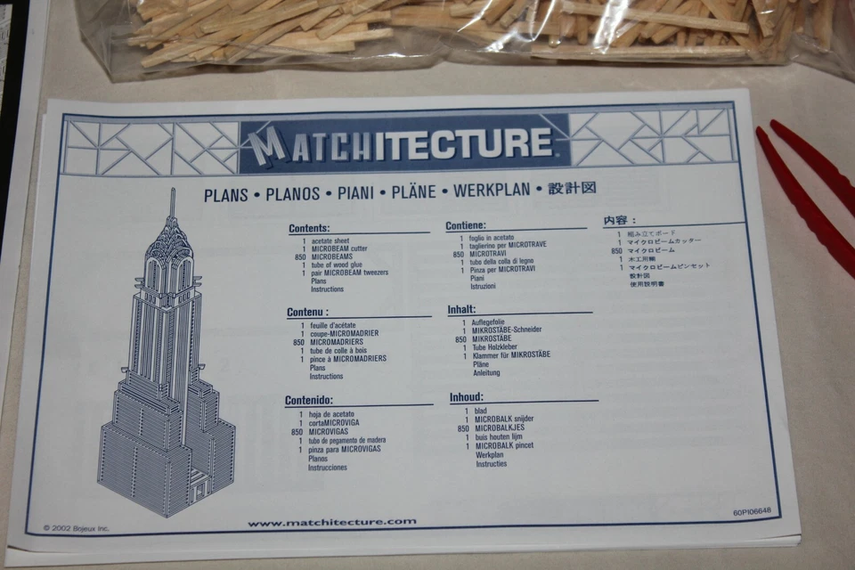 Matchitecture Model art craft Chrysler Building Kit Wood Construction matchstick - Image 4 of 4