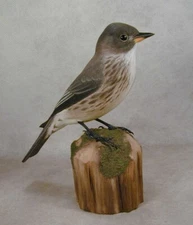 Olive-sided Flycatcher  Original Wood Carving