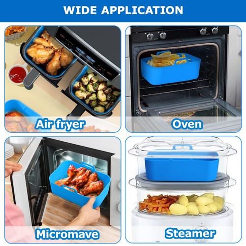 Air Fryer Silicone Liners - 2Pcs Reusable Silicone Pot for Ninja Foodi DZ201/ - Picture 4 of 7