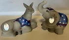 Fenton Elephant & Donkey Patriotic Figurines signed S,Waters,F.Enoch