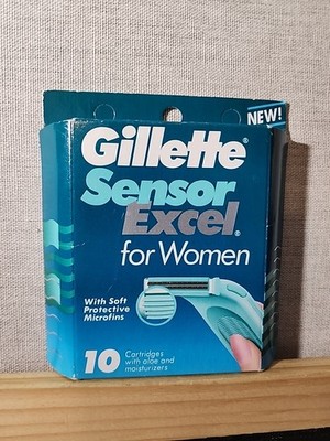 Gillette Sensor Excel for Women 10 Cartridges w/Aloe & Moisturizers 1996 NEW