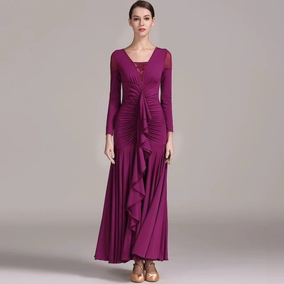 K8 S9033 Long Sleeve Ballroom Dance Dress Modern Standard Waltz Tango