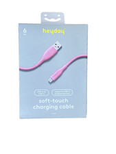Heyday 6 Ft Soft-Touch USB-A To USB-C Charging Cable Pink