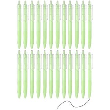 24 Pack Retractable Pens 0.5mm, Black Gel Ink Pens for Note Taking, Green