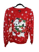 Disney Mickey and Minnie Mouse "Kissmas" Christmas Sweatshirt Juniors LARGE 242