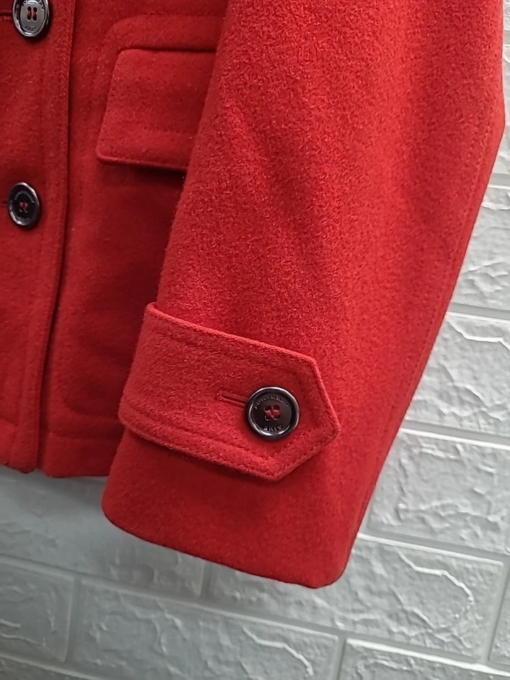 Casaco de lã feminino Burberry Brit - Vermelho tamanho UK8 US6 - Imagem 3 de 4
