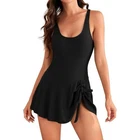 Womens One-piece Swimdress Ruffle Swim Rompers Modest Bathing Suit Beachwear New