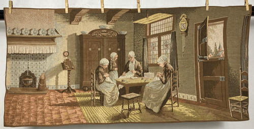 Vintage French Beautiful Dutch Golden Age Scene Wall Hanging Tapestry 123x59 cm