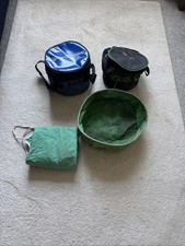 three Ground Bait Buckets Collapsible,One Garbolino and 2  Sensas sensas apron